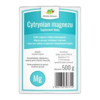 Cytrynian magnezu Słodkie Zdrowie proszek 500 g czysty — zdjęcie 1