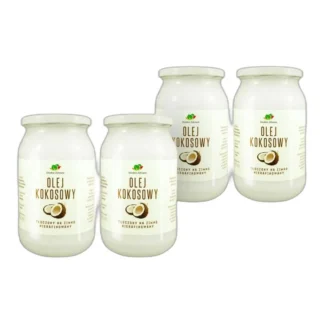 OLEJ KOKOSOWY 900ml NIERAFINOWANY EXTRA VIRGIN 4x — zdjęcie 1