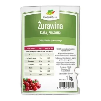 ŻURAWINA SUSZONA swieża CAŁA całojagodowa BEZ KONSERWANTÓW 1kg — zdjęcie 1